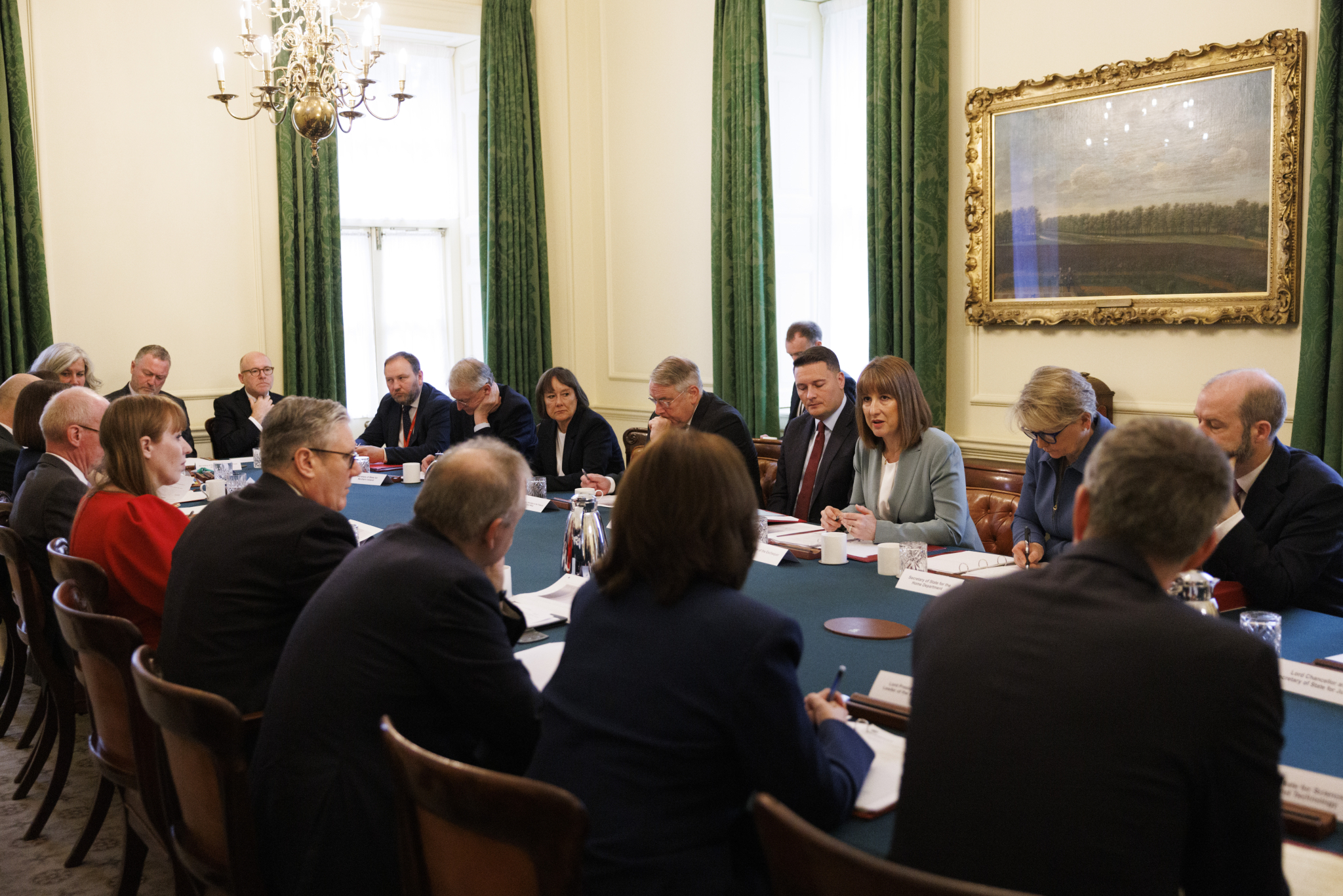Chancellor of the Exchequer Rachel Reeves speaks as Prime Minister Keir Starmer hosts a Cabinet meeting in 10 Downing Street